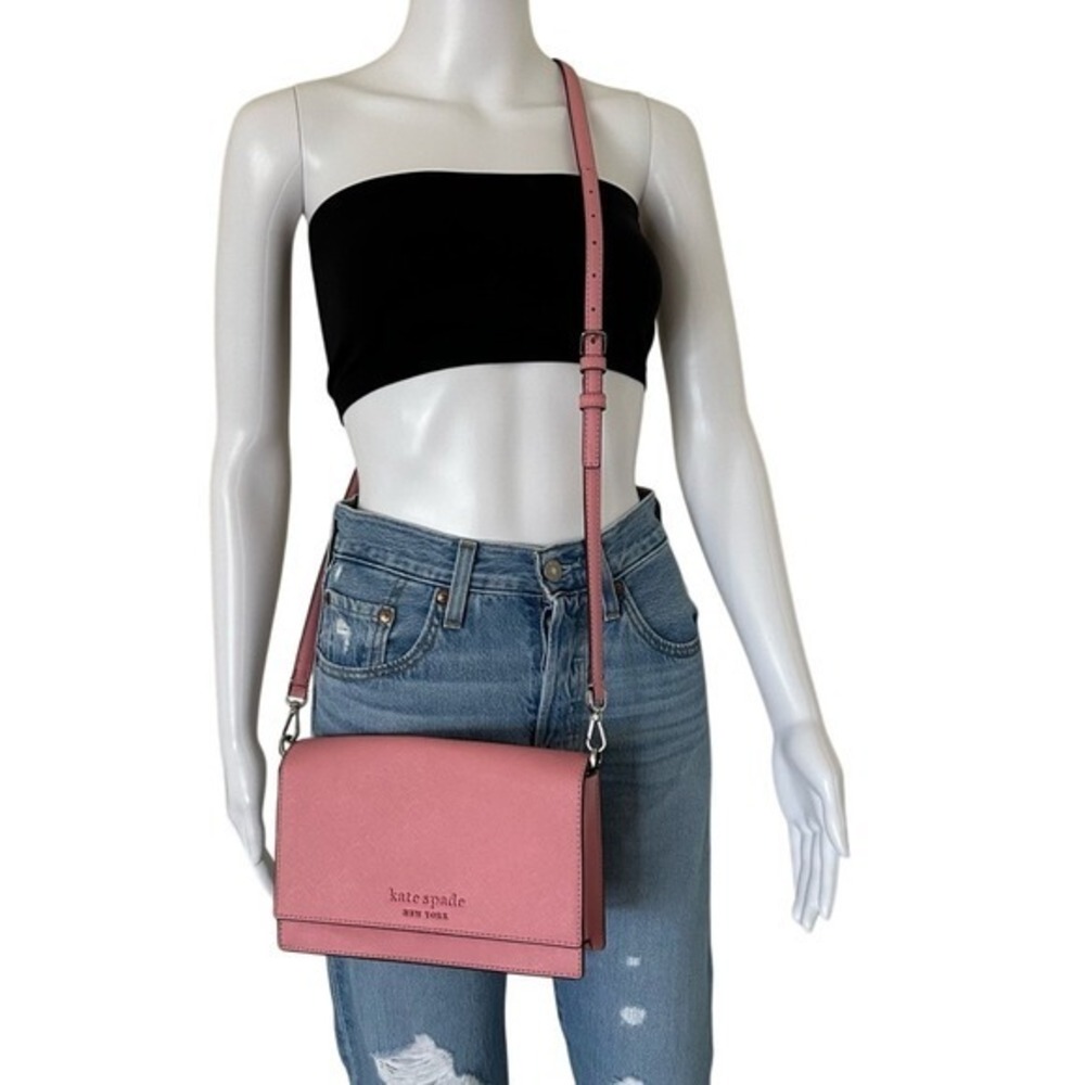 Kate Spade Convertible Crossbody Cameron bright Pink Purse Silver Hardware